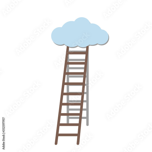 Business winner concept, clouds with ladders or stairs, stock vector illustration