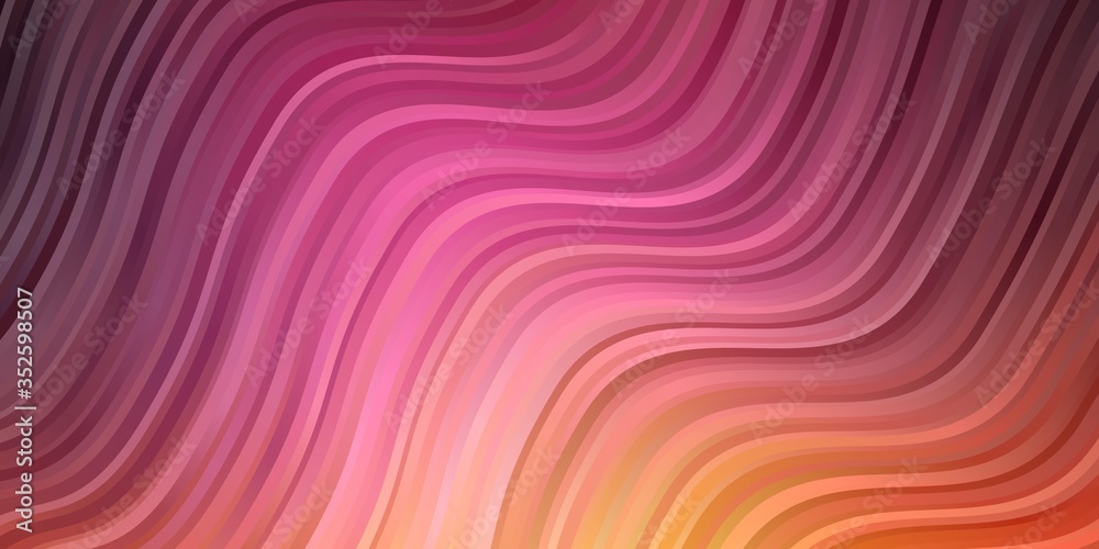 Fototapeta premium Light Pink, Yellow vector backdrop with curves. Bright illustration with gradient circular arcs. Pattern for websites, landing pages.