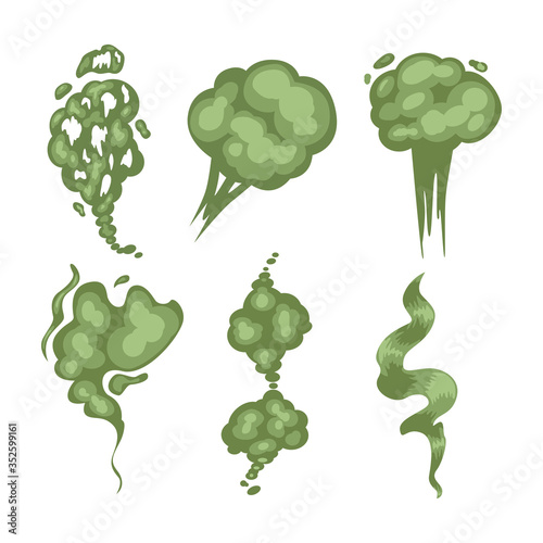 Set with bad smells. Green smoke  clouds