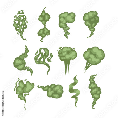 Set with bad smells. Green smoke  clouds