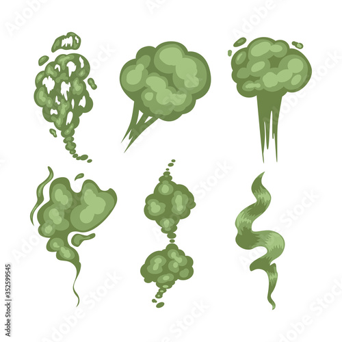 Set with bad smells. Green smoke  clouds