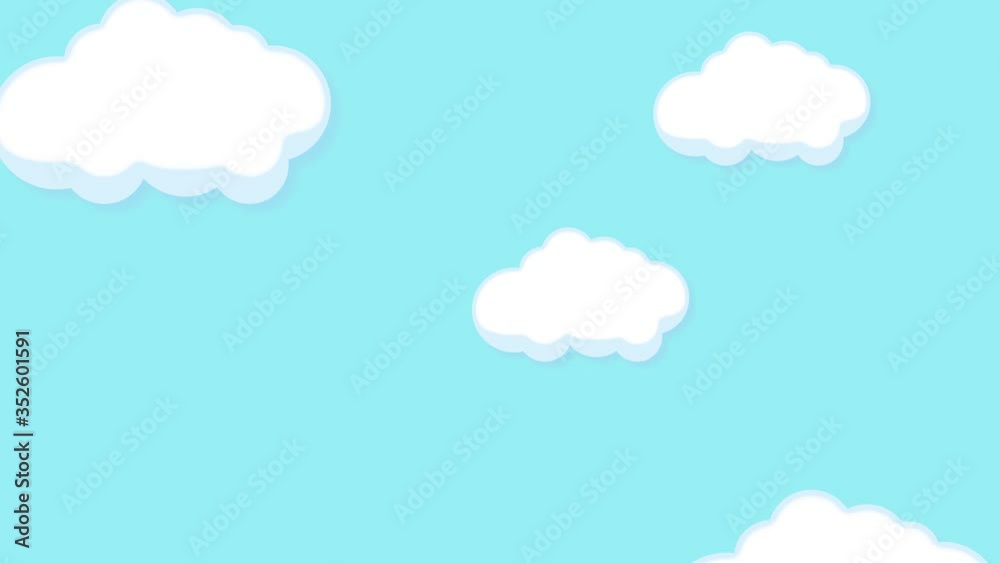 Abstract kawaii. Sky full of clouds moving right to left. Cartoon sky animated gradient background. Flat animation. 4k Abstract kawaii. Sky full of clouds moving right to left. Cartoon sky animated gradient background. Flat animation. 4k