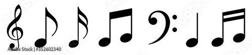 Music notes icons set. Vector photo