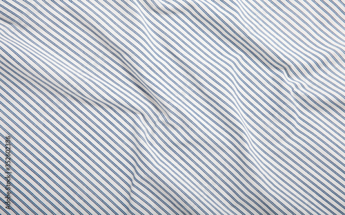White and blue striped fabric texture with creased folds