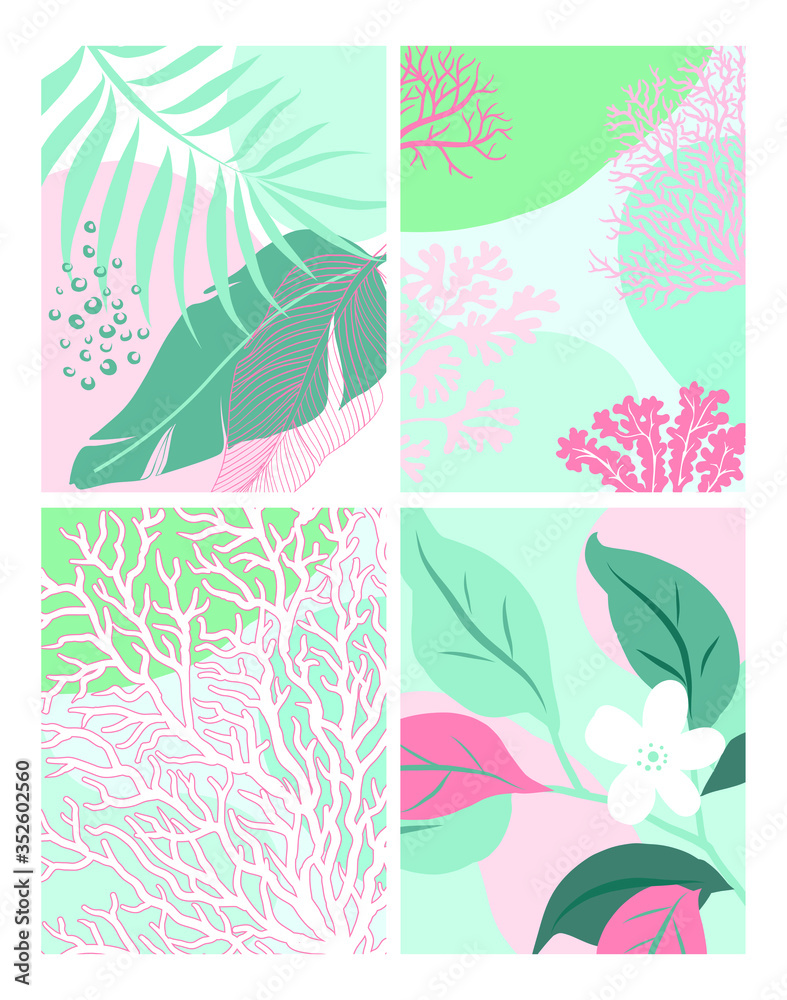 Tropical corals and palms abstract pattern Tropical corals and palms abstract pattern