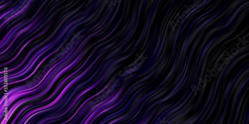 Dark Purple vector background with lines. Illustration in halftone style with gradient curves. Best design for your posters, banners.