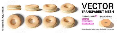 Set of donut buns captured from different camera angles.
Contains 3 separate layers: buns, shadow and reflected light.
Please check my gallery for 9 more various lighting presets of this set.