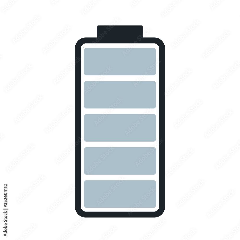 Battery charge level indicator bar icon, full, empty or loading on white for design, stock vector illustration Battery charge level indicator bar icon, full, empty or loading on white for design, stock vector illustration