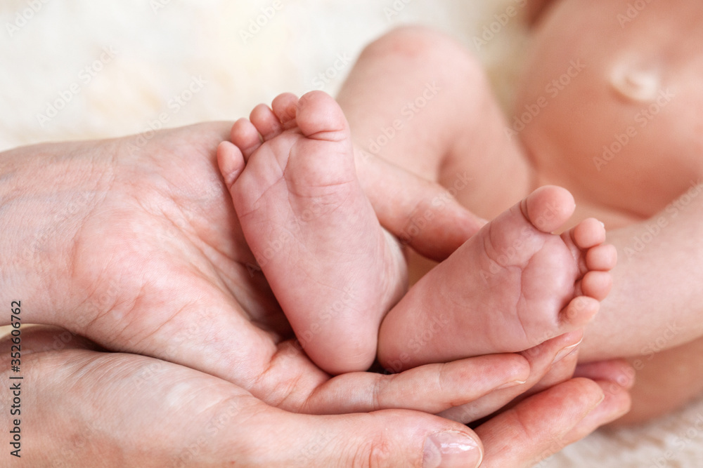 mother hold feets of newborn baby mother hold feets of newborn baby