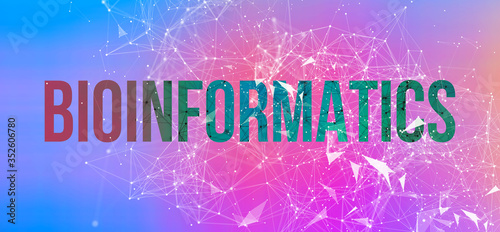 Cuadro en lienzo Bioinformatics theme with abstract network lines and patterns