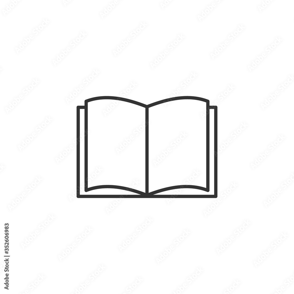 Book icon, open page vector illustration isolated on white Book icon, open page vector illustration isolated on white