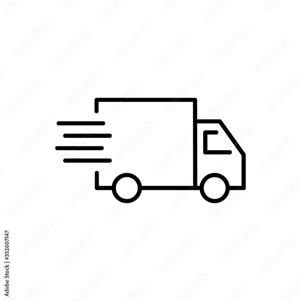Delivery line icon. Fast car vector illustration isolated on white Delivery line icon. Fast car vector illustration isolated on white