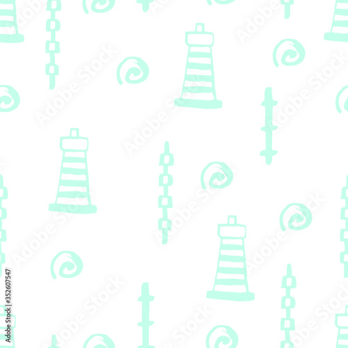 Seamless pattern with sea elements
