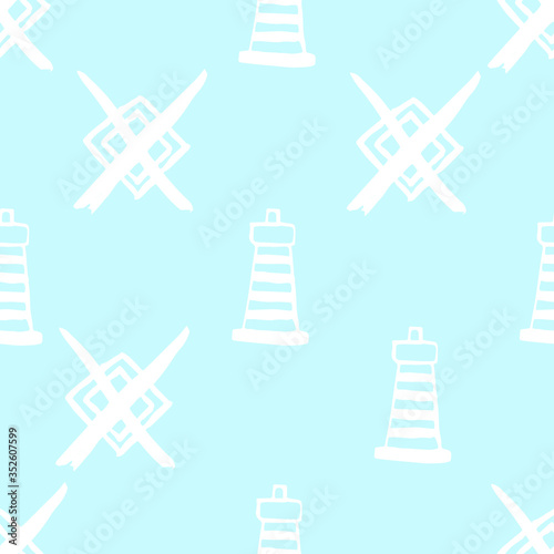 Seamless pattern with sea elements