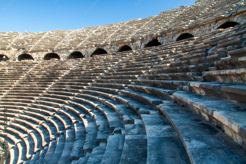 Ruins of ancient theater in Side. Amphitheater. Ruins of ancient theater in Side. Amphitheater.