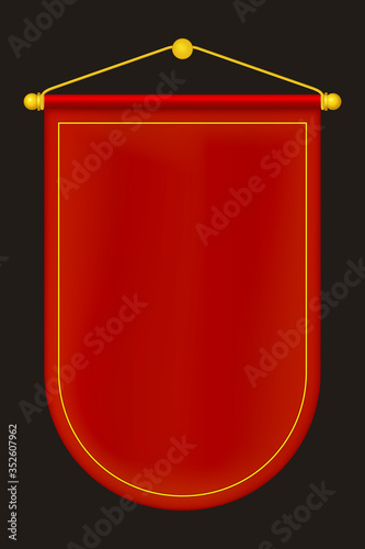 Medieval Vertical Blank Banner. Wall Hangings Flag. Pennant  for Game with Easy Replaceable Emblem. Vector