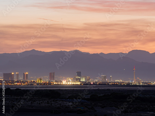 Beautiful sunset of the Las Vegas Strip