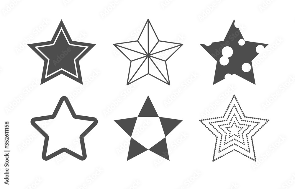 Set of black stars with different designs. Stock vector illustration. Set of black stars with different designs. Stock vector illustration.