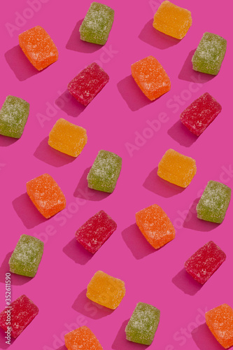 Принти на полотні Marmalade mix as pattern on pink background