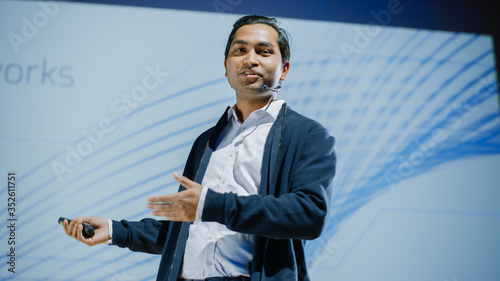 Photos Portrait of Inspirational Motivational Speaker, Talking about Happiness, Self, Success, Empowerment, Efficiency and How to Be More Productive Self
