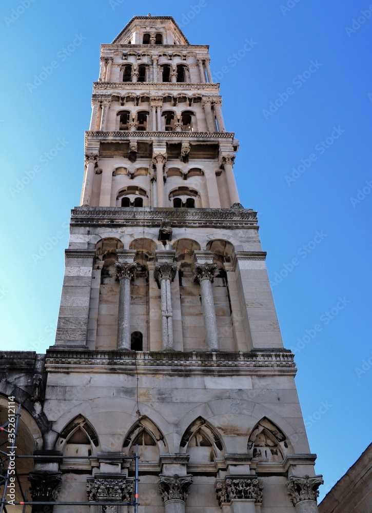 Saint Domnius bell tower and Peristil town square in Split, Croatia Saint Domnius bell tower and Peristil town square in Split, Croatia