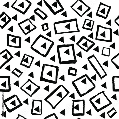 Pattern of triangular and square shapes.  Straight line drawn by hand. seamless texture.  Abstract shapes line.  Color vector  stock composition. Round shapes drawn by hand. 