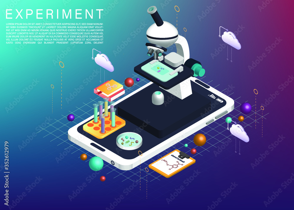 custom made wallpaper toronto digitalThe microscope on cellphone application 3D isometric