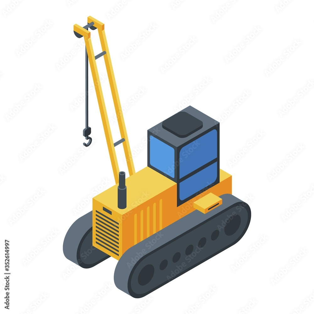 Excavator crane icon. Isometric of excavator crane vector icon for web design isolated on white background