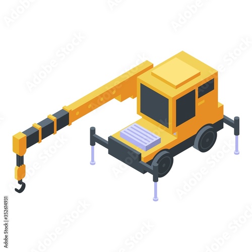 Truck crane icon. Isometric of truck crane vector icon for web design isolated on white background