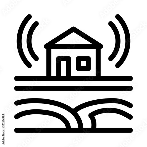 seismic wave residential building icon vector. seismic wave residential building sign. isolated contour symbol illustration