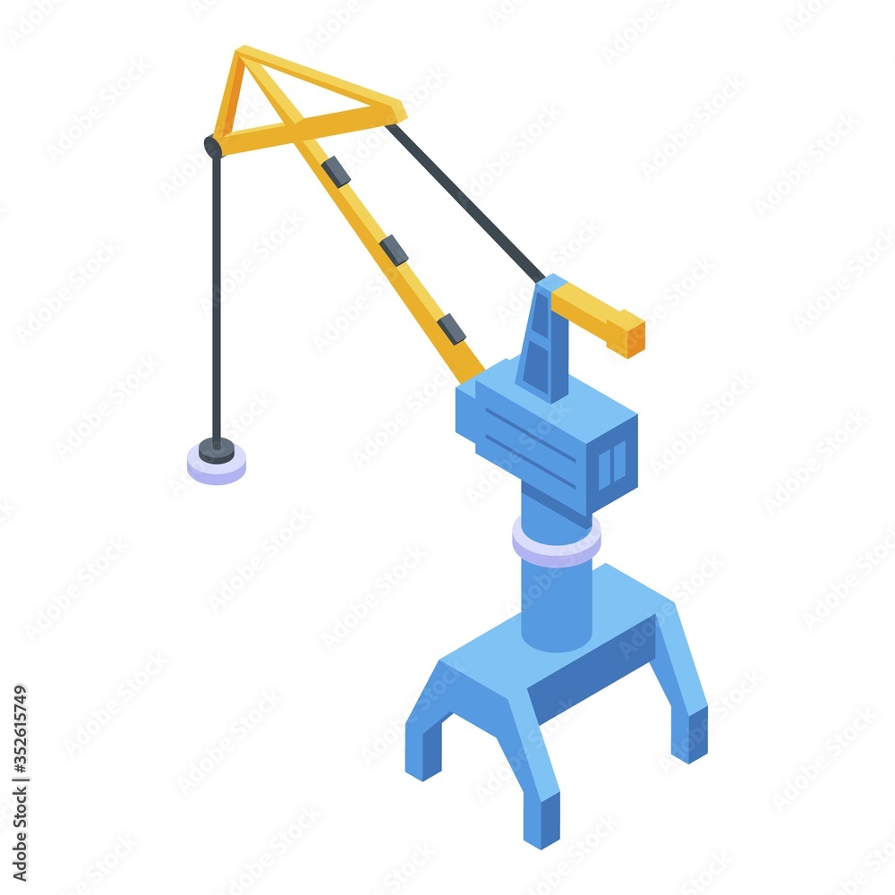 Port magnet crane icon. Isometric of port magnet crane vector icon for web design isolated on white background Port magnet crane icon. Isometric of port magnet crane vector icon for web design isolated on white background