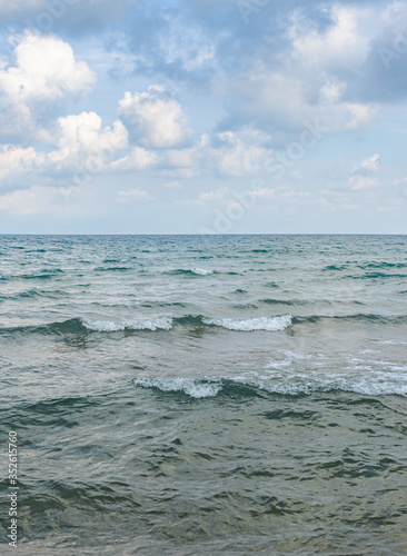 Waves at sea or ocean in the evening.
