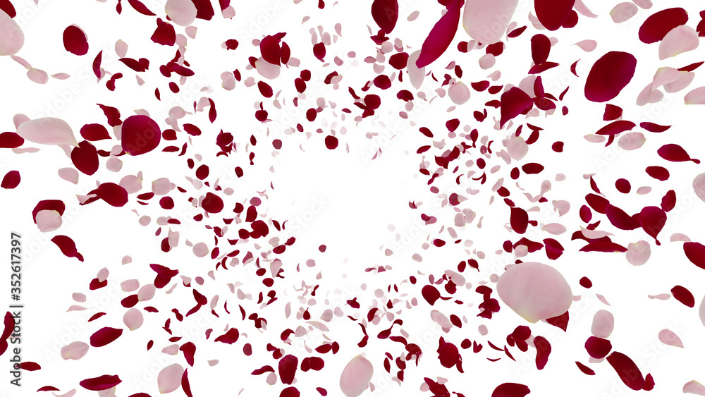 Rose Petals Flower fluttering 3D illustration background Rose Petals Flower fluttering 3D illustration background