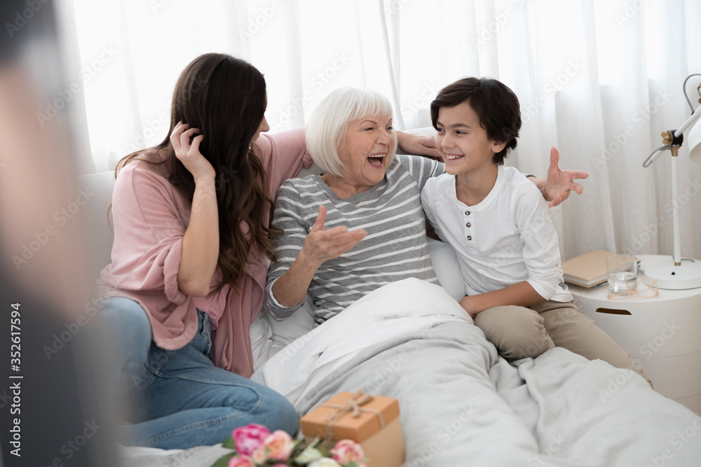 High-spirited woman laughing and gesticulating with her hands High-spirited woman laughing and gesticulating with her hands