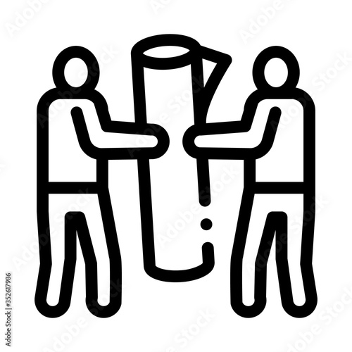 people carry rolled carpet icon vector. people carry rolled carpet sign. isolated contour symbol illustration