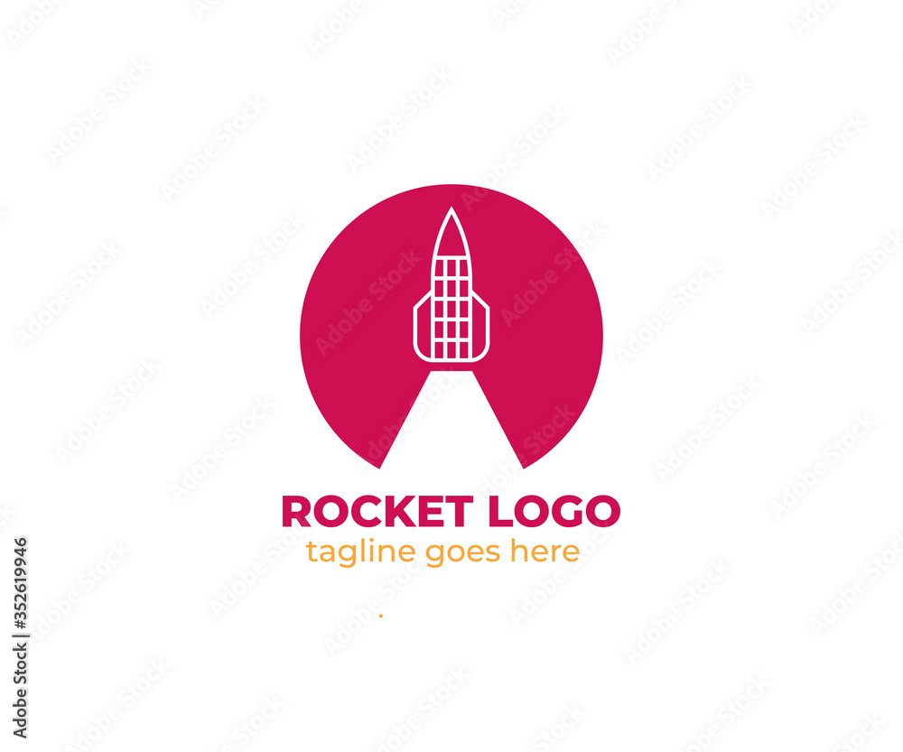 Rocket logo concept design. Space shuttle, spaceship launch icon. Vector illustration