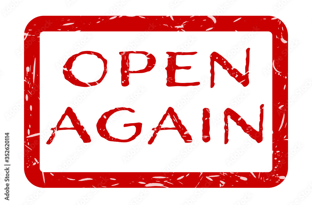 Business or Education sectors open again sign, red grunge sign on white signaling reopening of businesses after COVID-19 pandemic. Business or Education sectors open again sign, red grunge sign on white signaling reopening of businesses after COVID-19 pandemic.