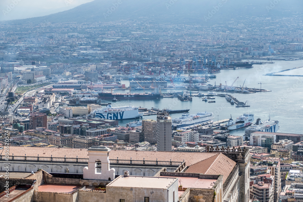 Aerial view of the port of Naples