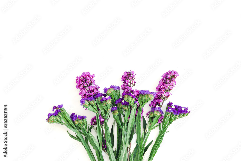 Purple flower and birthaday card on white background. Purple flower and birthaday card on white background.