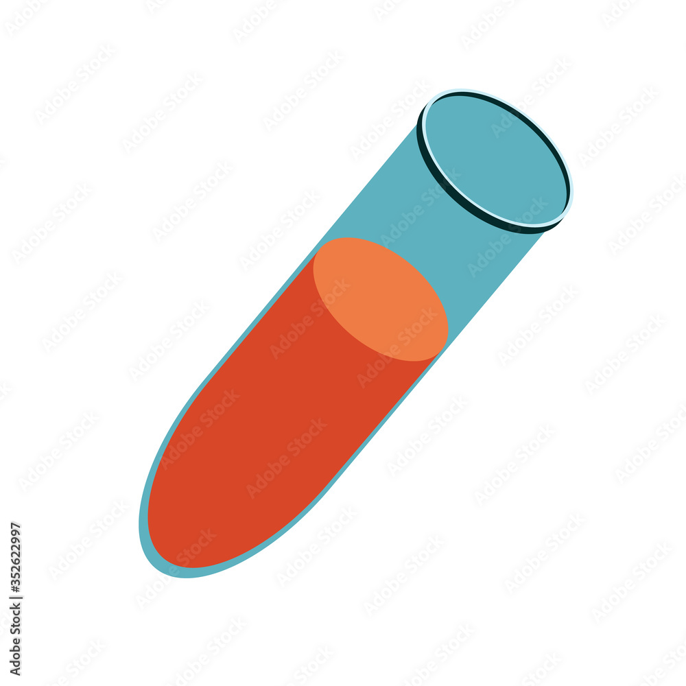 Isometric style icon.Medical test tube, laboratory glassware. Test tube blood icon.Vector illustration isolated on white background. Isometric style icon.Medical test tube, laboratory glassware. Test tube blood icon.Vector illustration isolated on white background.