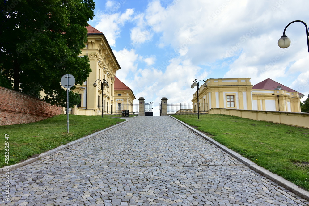 Slavkov castle during coronavirus time,Czech republic Slavkov castle during coronavirus time,Czech republic