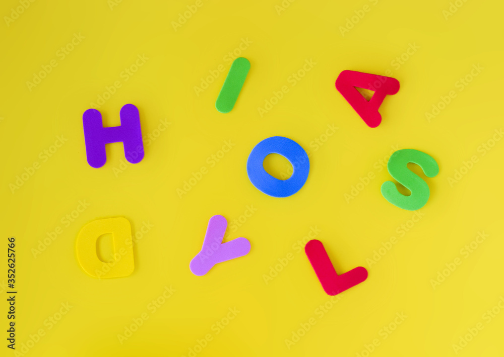 Colored letters forming the word holiday