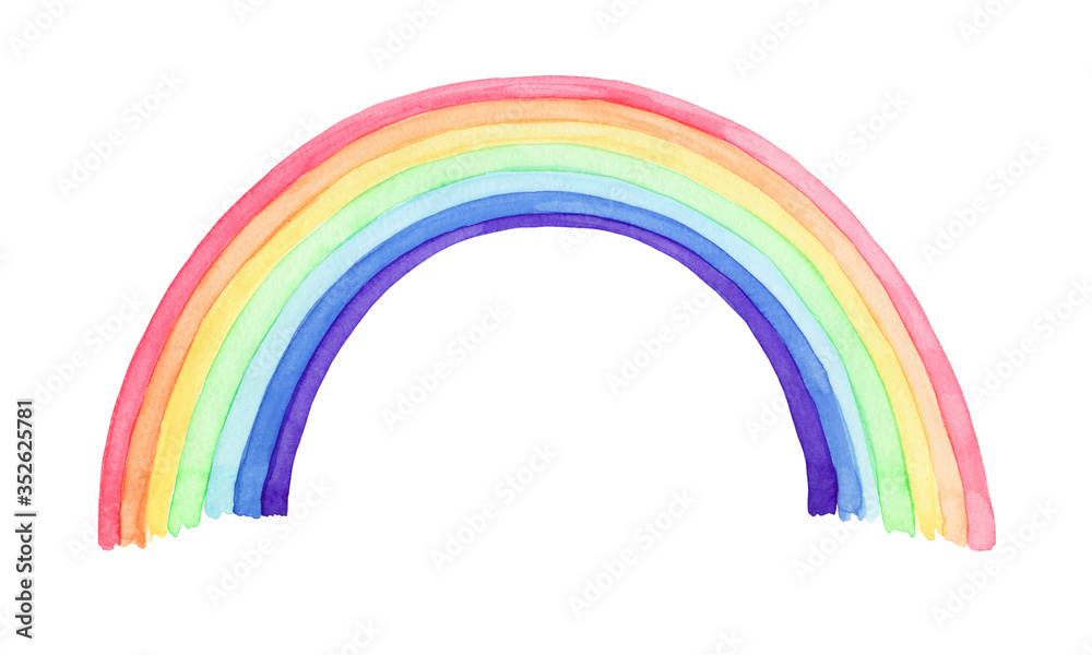 Watercolor rainbow, drawn by hand. Isolated on a white background. Bright design element. Watercolor rainbow, drawn by hand. Isolated on a white background. Bright design element.