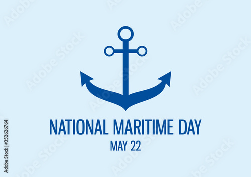 National Maritime Day vector. Anchor icon vector. Blue nautical anchor silhouette. Maritime Day Poster, May 22. Important day