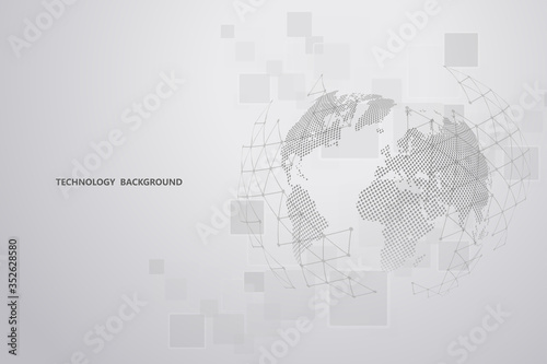 Global network connection.Abstract background technology graphic design. Network wireless systems and internet . Big data .Global network high speed connection data rate technology