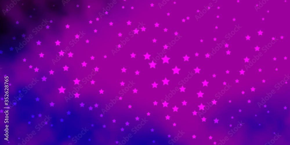 Dark Pink, Blue vector background with small and big stars. Shining colorful illustration with small and big stars. Best design for your ad, poster, banner.