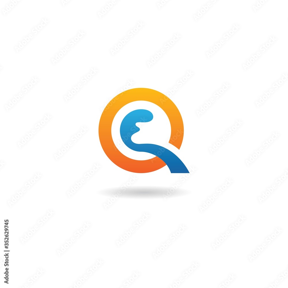 initial q with wave logo design vector template initial q with wave logo design vector template