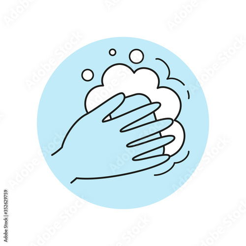 Hand wash icon in flat design.