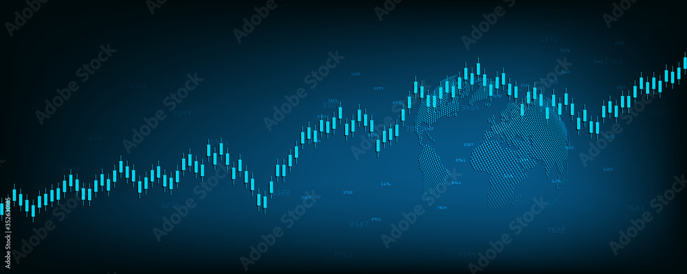 Stock market graph or forex trading chart for business and financial concepts, reports and investment . Vector illustration