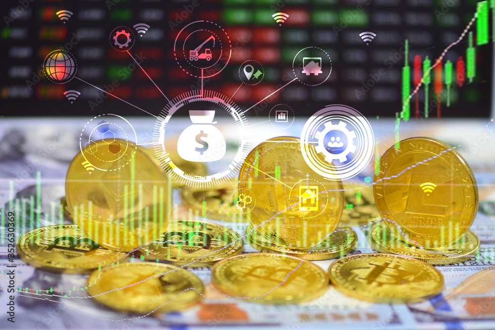 Fototapeta premium Cryptocurrency . Money Market and business financial concept.